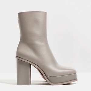 Grey LEATHER Zara Platform Boots